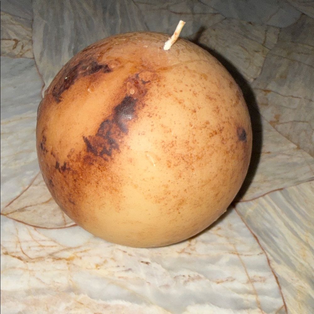 Rustic Brown Tan Spherical Ball Candle Textured‎ Primitive Home Decor 4 Inch